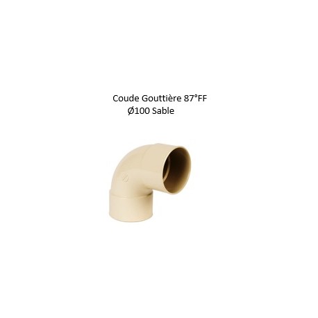 Coude Gouttière PVC Ø100mm 87° FF